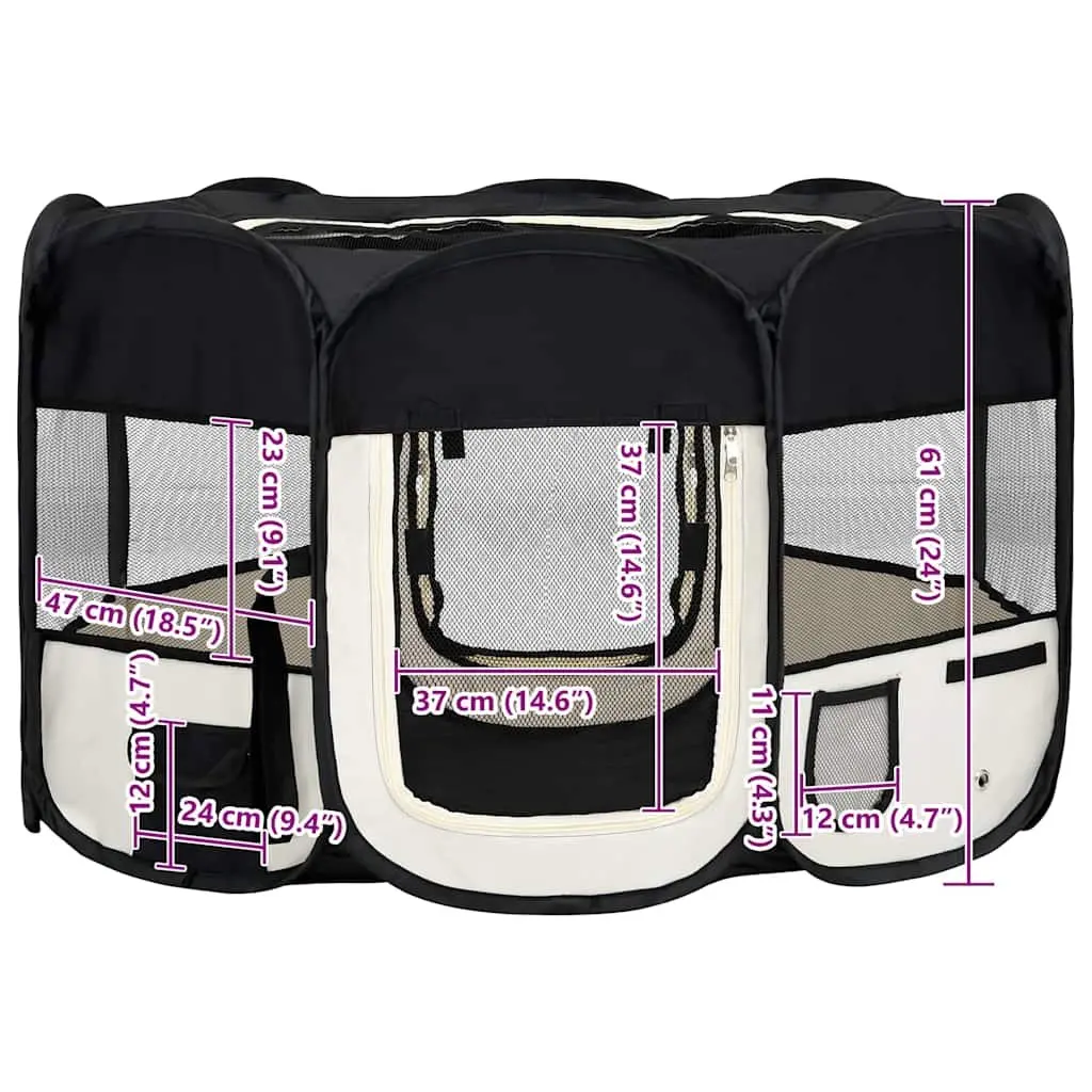 Foldable Dog Playpen Portable Pet Exercise Run Cage Training Area with Carrying