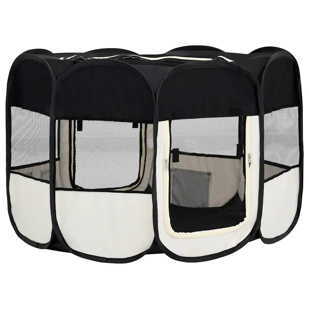 Foldable Dog Playpen Portable Pet Exercise Run Cage Training Area with Carrying