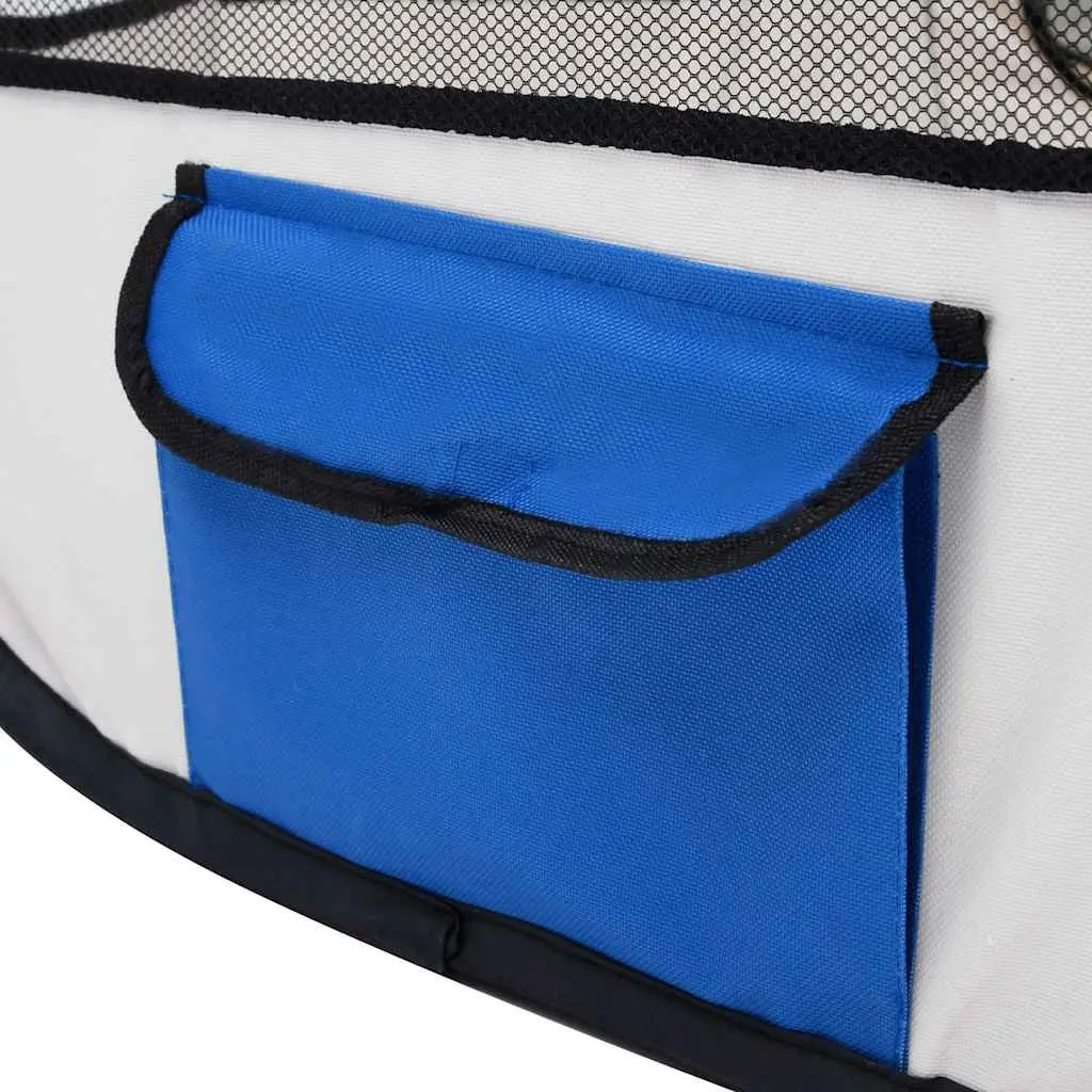 Foldable Dog Playpen Steel 145x145x61cm Blue