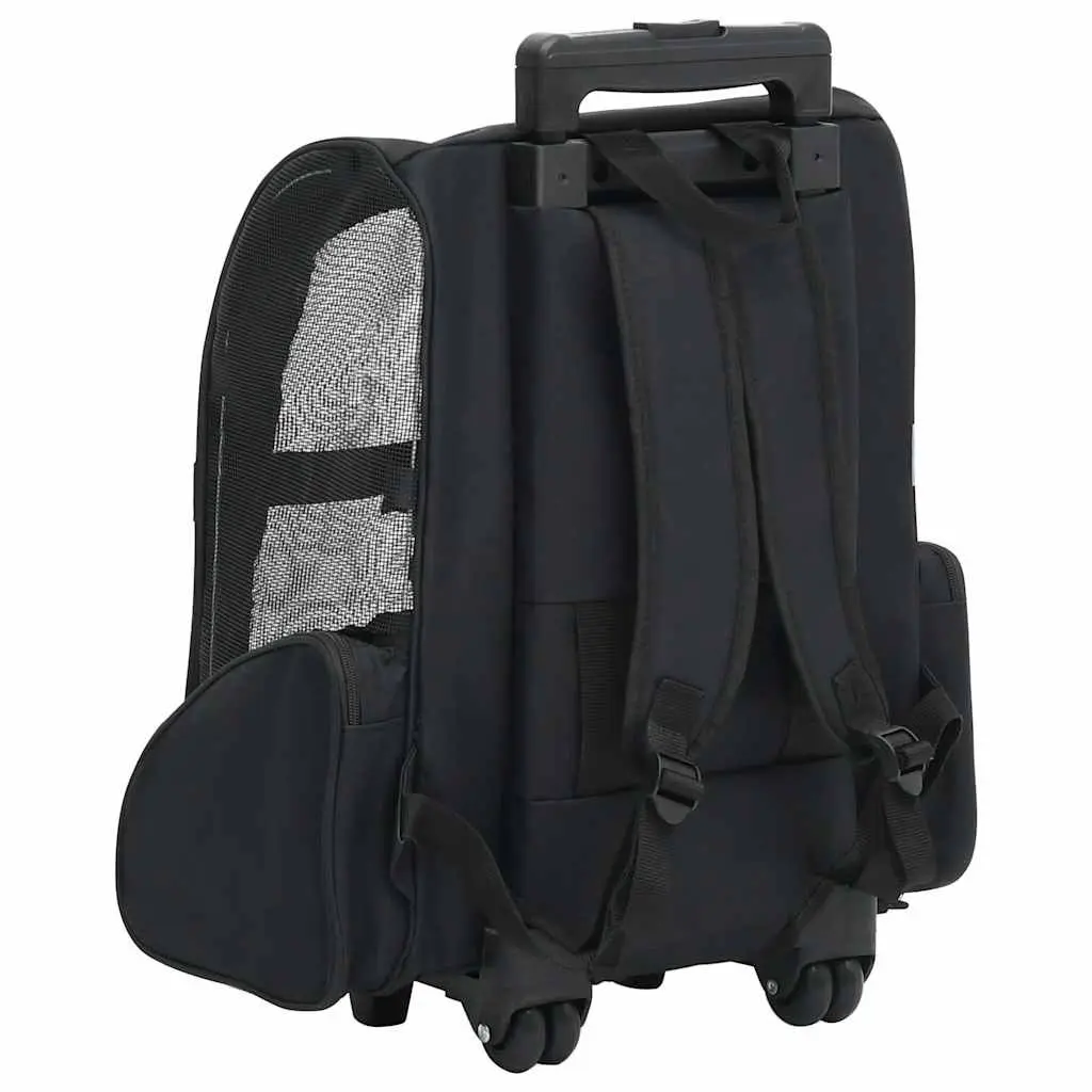 Foldable Pet Trolley Lightweight Metal Frame Fabric Black Carrier Backpack Handbag