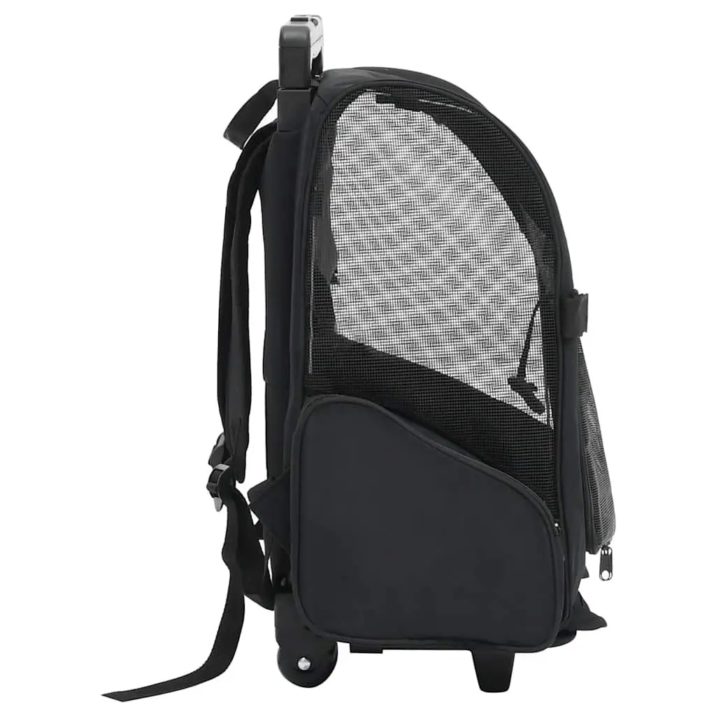 Foldable Pet Trolley Lightweight Metal Frame Fabric Black Carrier Backpack Handbag