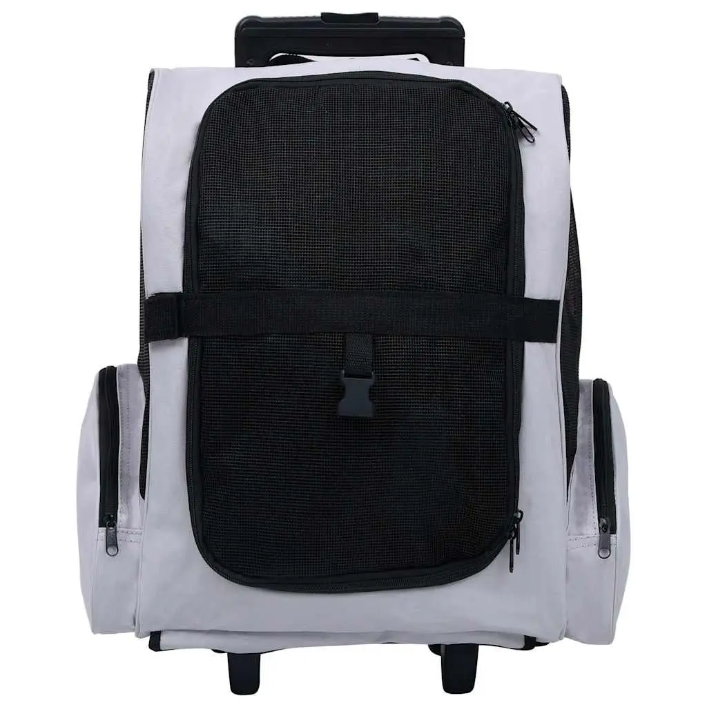 Foldable Pet Trolley Carrier Backpack Handbag Metal Fabric Small Dogs Cats Grey