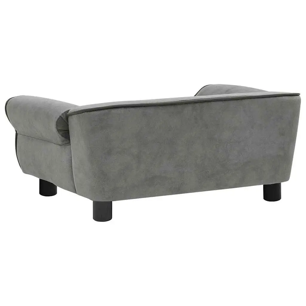 Dog Sofa Wooden Frame Plush Cushion Grey Small