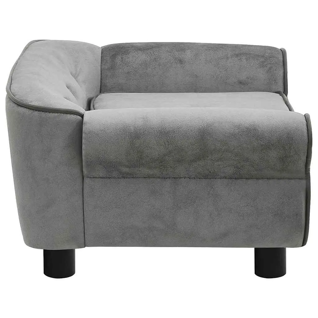 Dog Sofa Wooden Frame Plush Cushion Grey Small