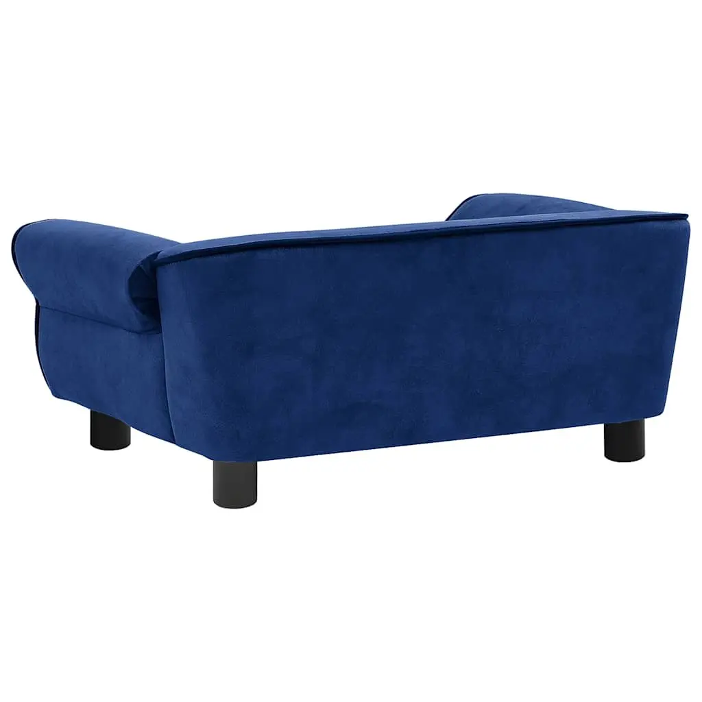 Dog Sofa Bed Plush Wooden Frame Blue 72 x 45 x 30 cm