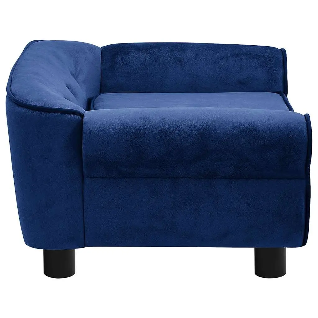 Dog Sofa Bed Plush Wooden Frame Blue 72 x 45 x 30 cm