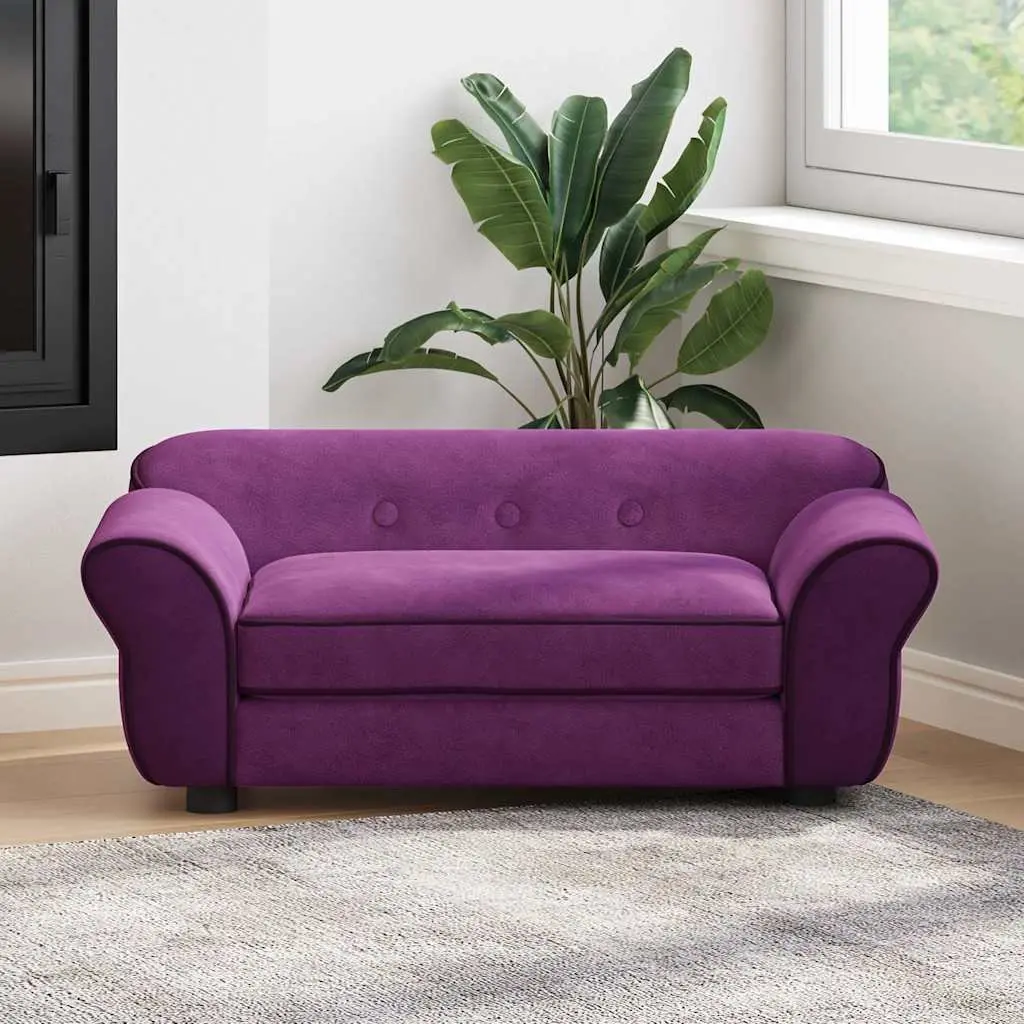 Dog Sofa Plush Cushion Wooden Frame 72 x 45 x 30 cm Purple