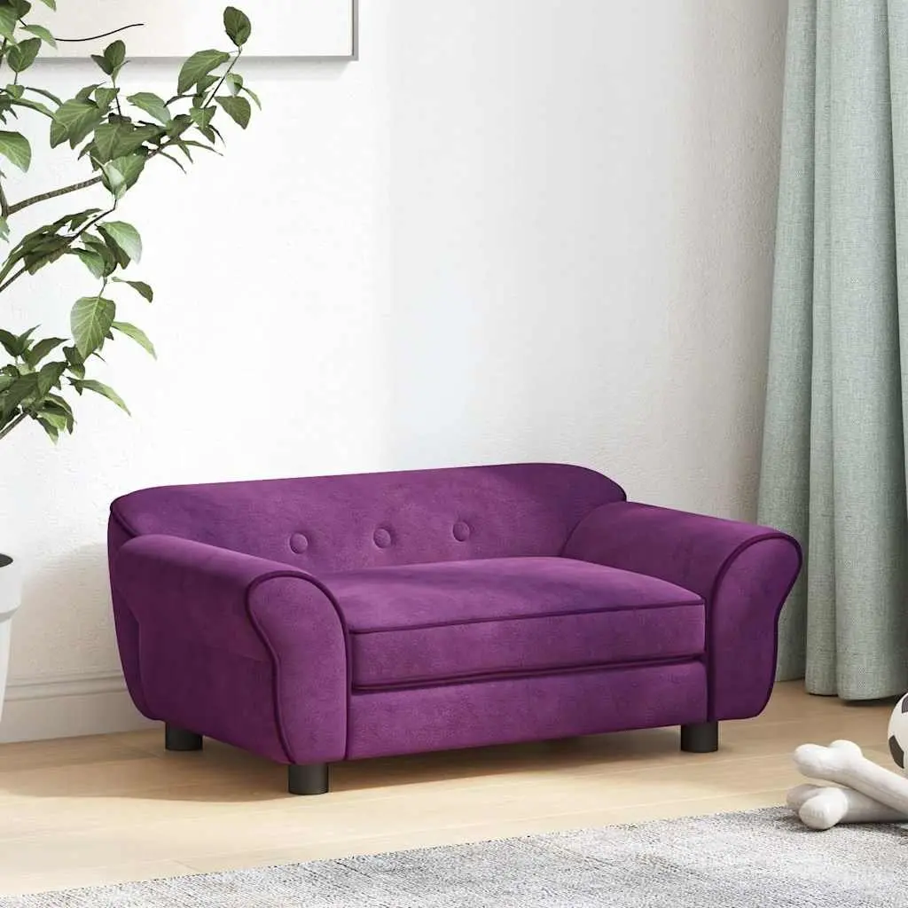 Dog Sofa Plush Cushion Wooden Frame 72 x 45 x 30 cm Purple