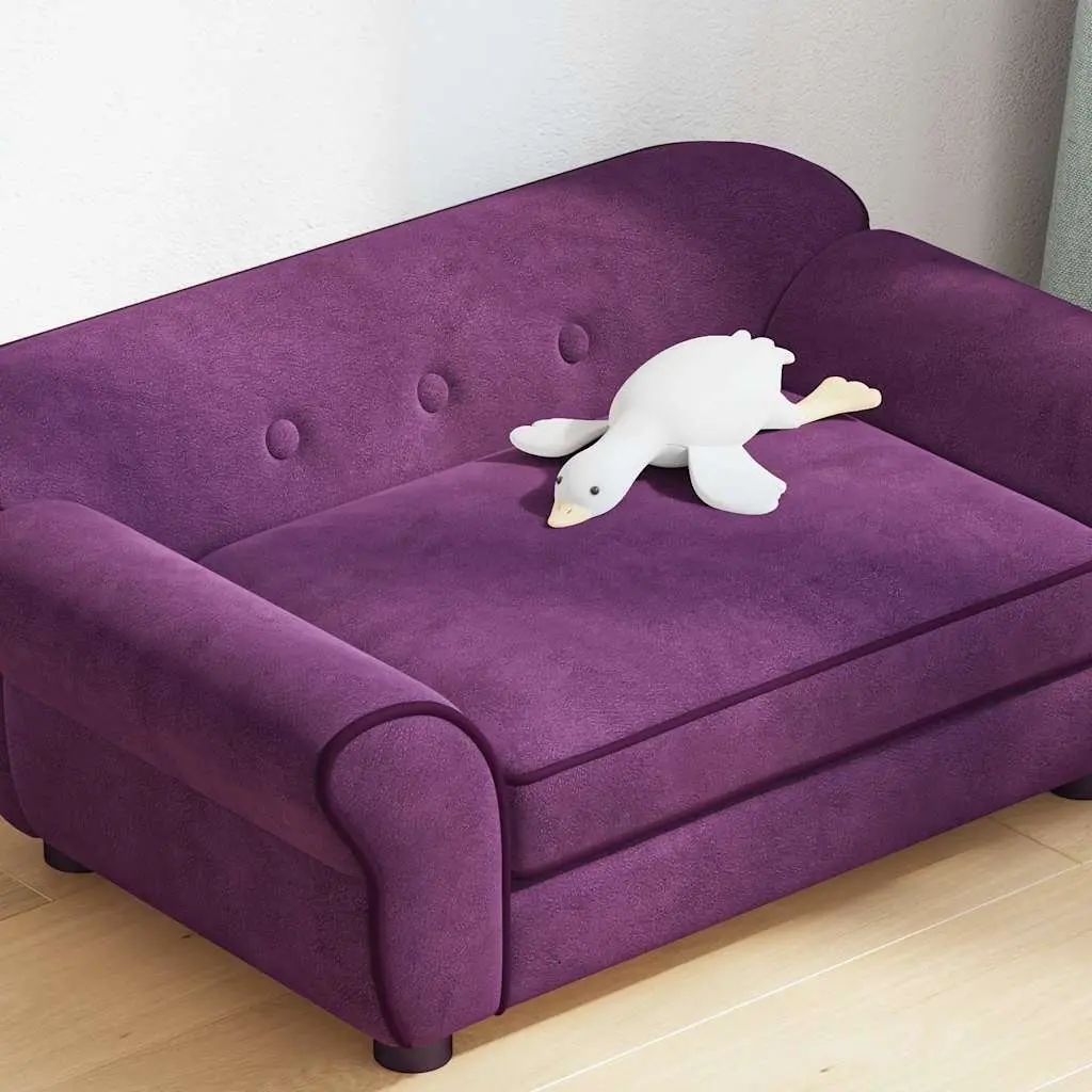 Dog Sofa Plush Cushion Wooden Frame 72 x 45 x 30 cm Purple