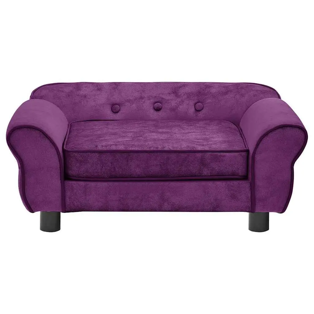 Dog Sofa Plush Cushion Wooden Frame 72 x 45 x 30 cm Purple