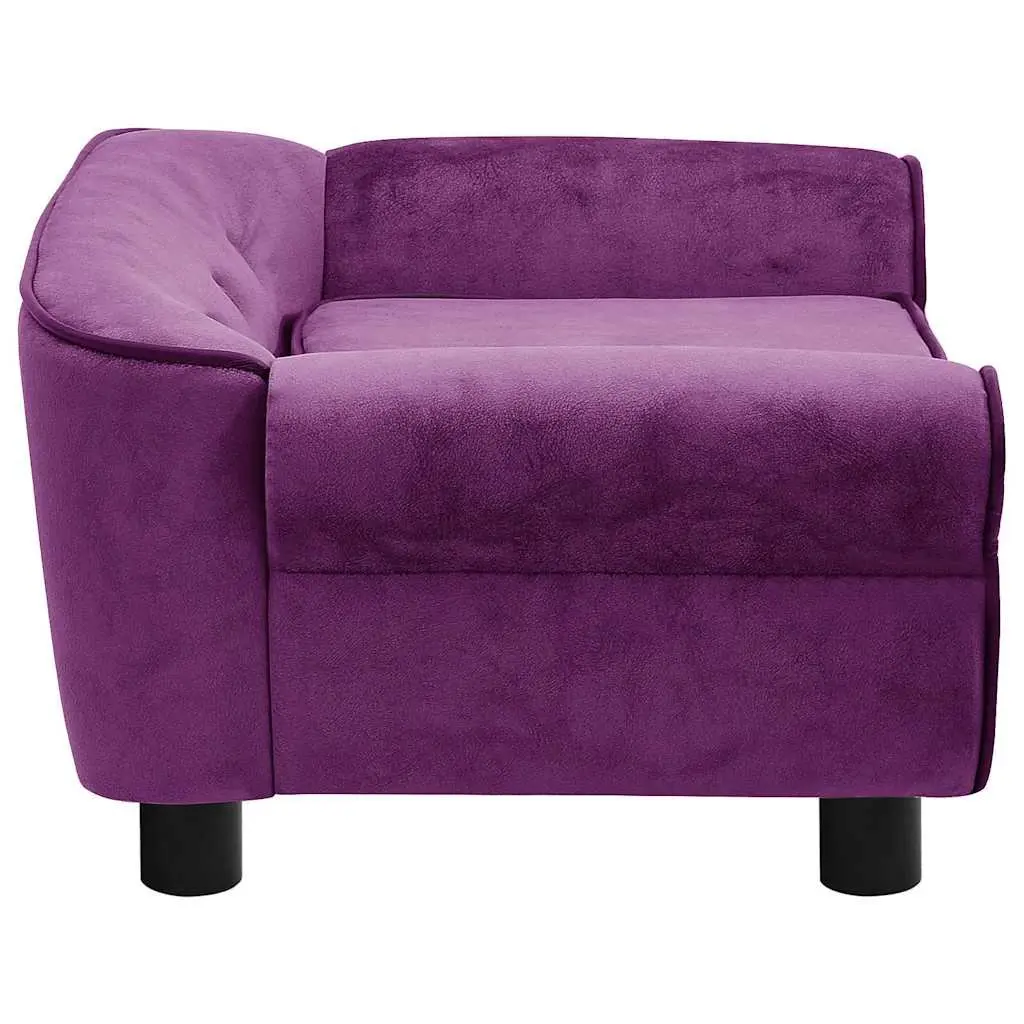 Dog Sofa Plush Cushion Wooden Frame 72 x 45 x 30 cm Purple