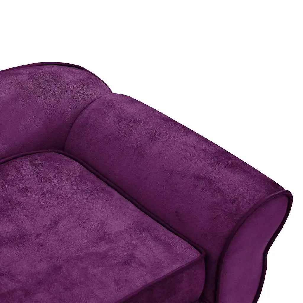 Dog Sofa Plush Cushion Wooden Frame 72 x 45 x 30 cm Purple