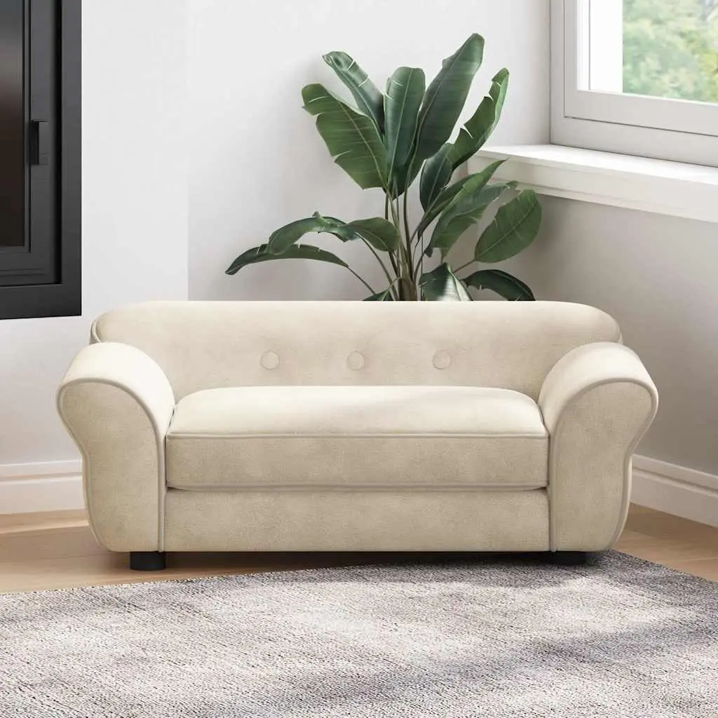 Dog Sofa Plush Cushion Cream Washable Cover Small Size