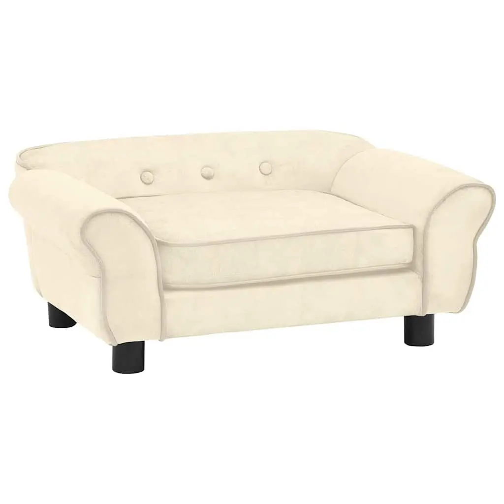 Dog Sofa Plush Cushion Cream Washable Cover Small Size