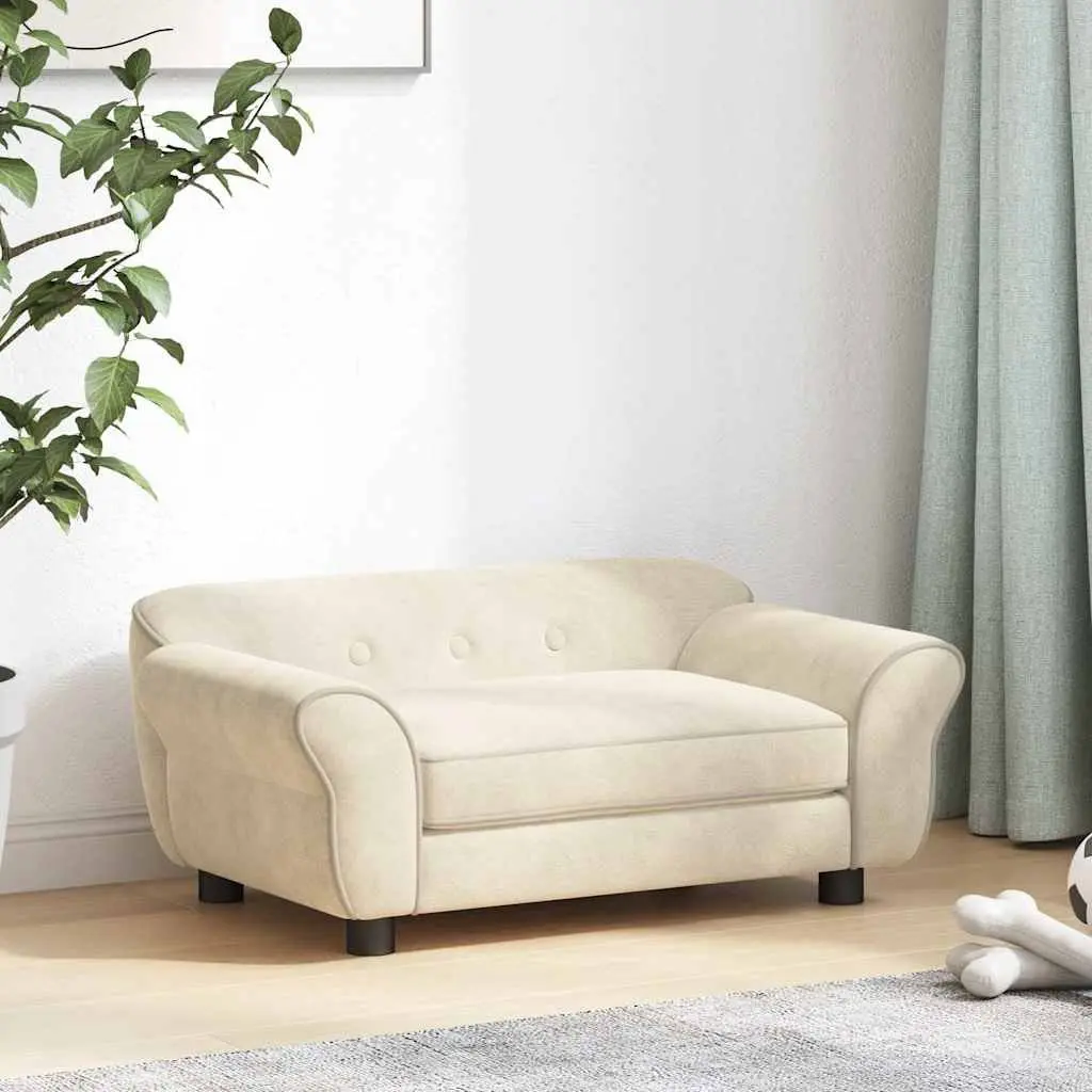 Dog Sofa Plush Cushion Cream Washable Cover Small Size