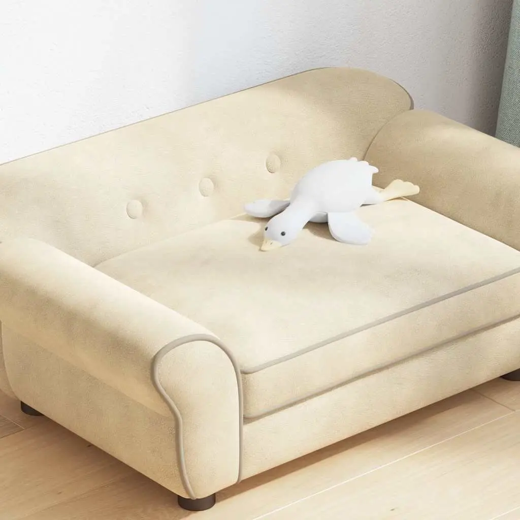 Dog Sofa Plush Cushion Cream Washable Cover Small Size