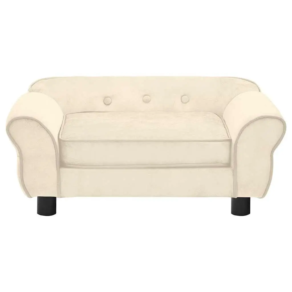 Dog Sofa Plush Cushion Cream Washable Cover Small Size