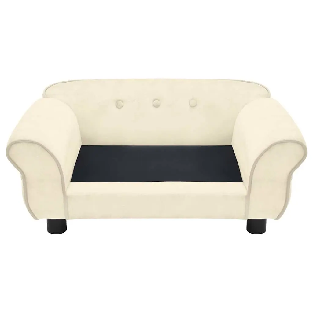 Dog Sofa Plush Cushion Cream Washable Cover Small Size