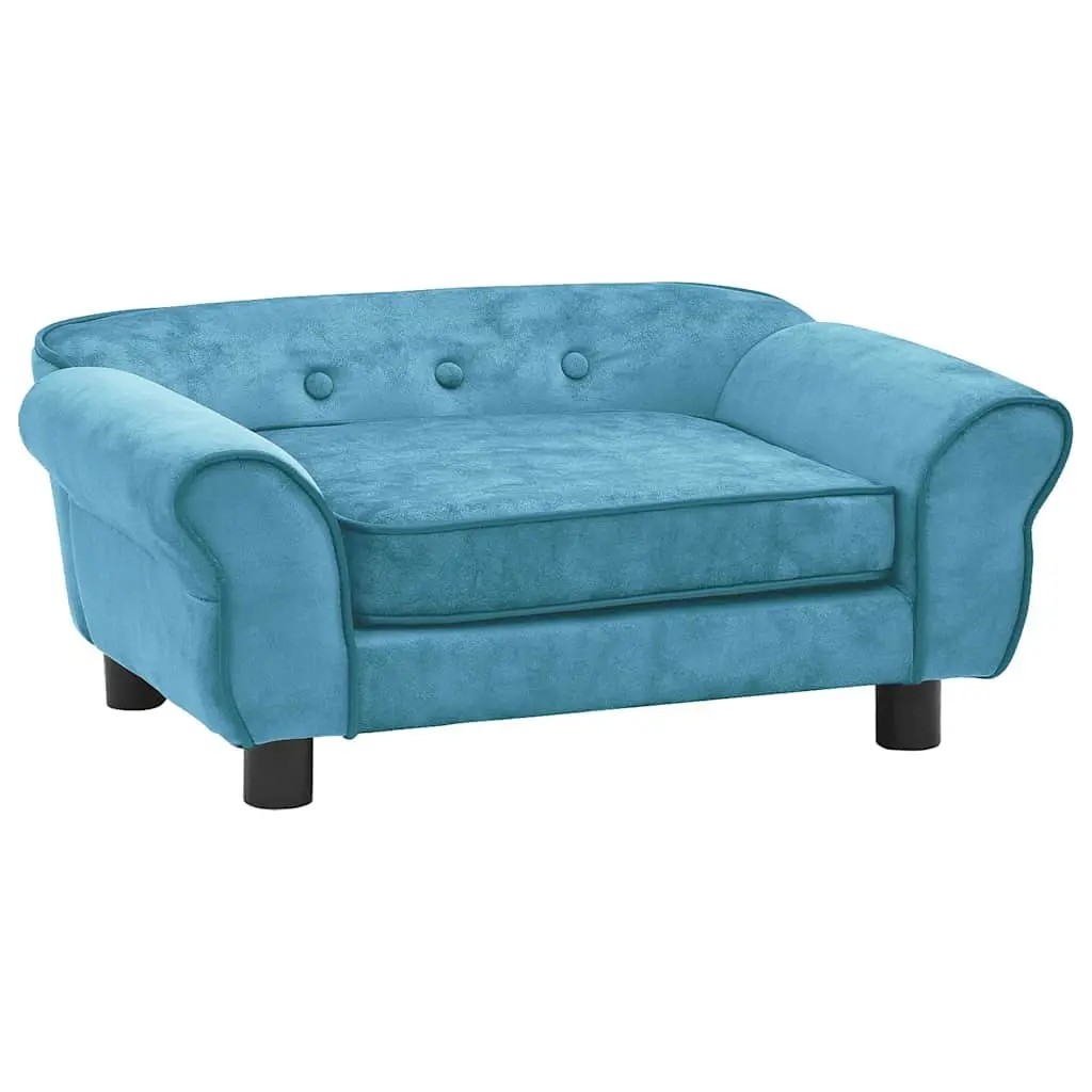 Pet Couch Plush Dog Bed Wooden Frame Washable Cover Turquoise Small Animals 72x45x30cm