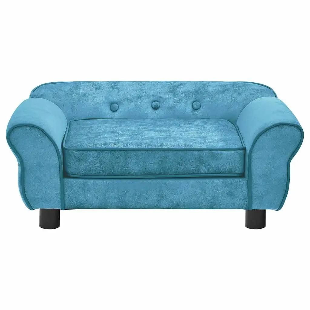 Pet Couch Plush Dog Bed Wooden Frame Washable Cover Turquoise Small Animals 72x45x30cm