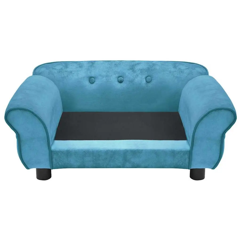 Pet Couch Plush Dog Bed Wooden Frame Washable Cover Turquoise Small Animals 72x45x30cm