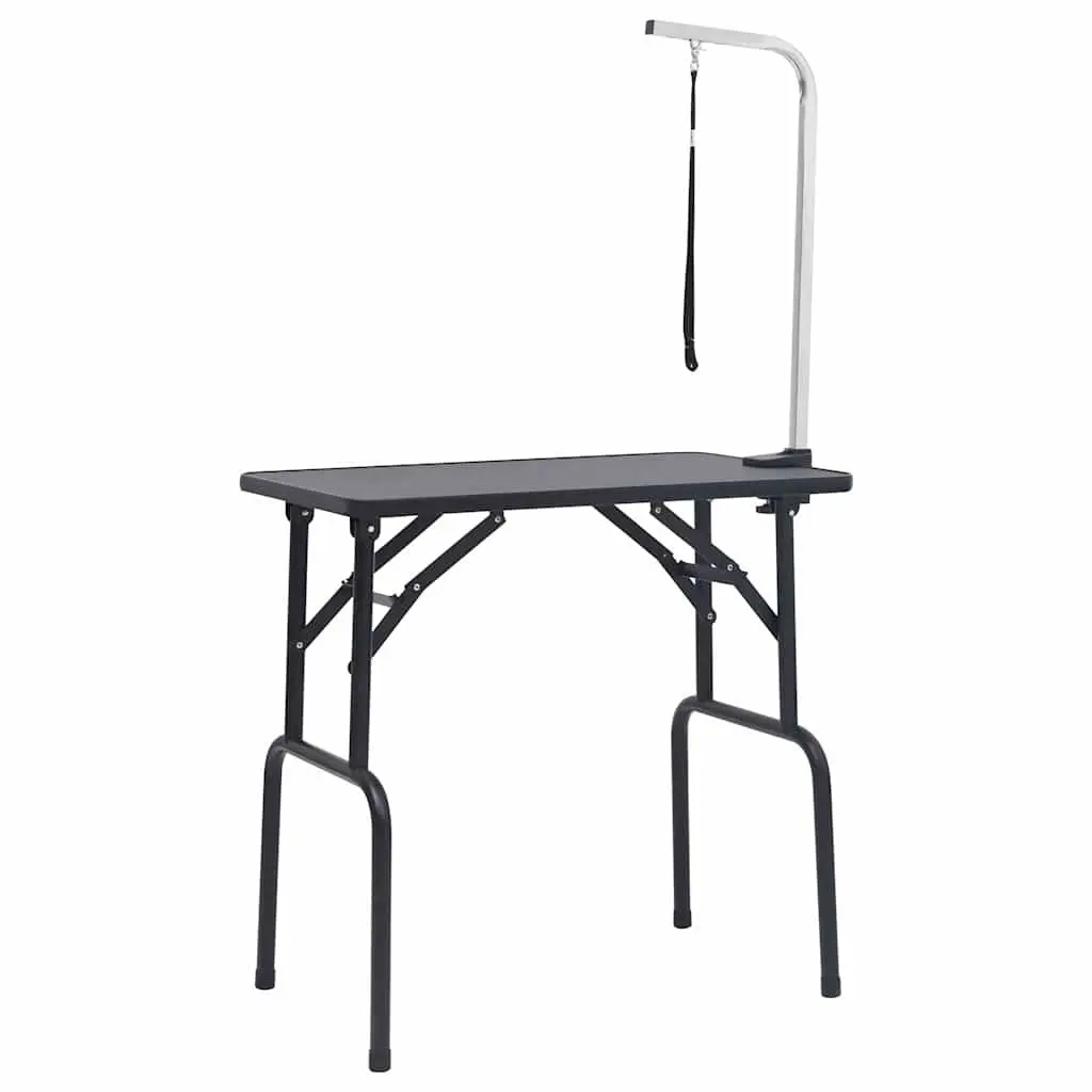 Dog Grooming Table Foldable Adjustable Height Stainless Steel Arm Black