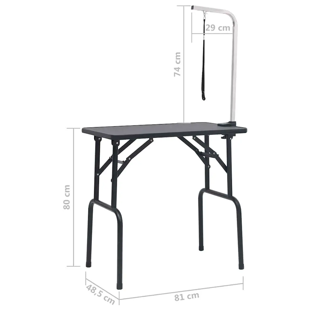 Dog Grooming Table Foldable Adjustable Height Stainless Steel Arm Black