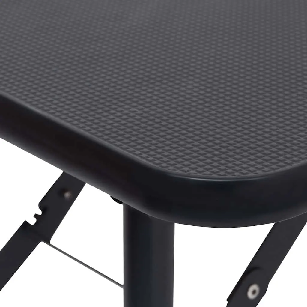 Foldable Dog Grooming Table Steel Frame Non-Slip Black Top Adjustable Height with Storage Basket