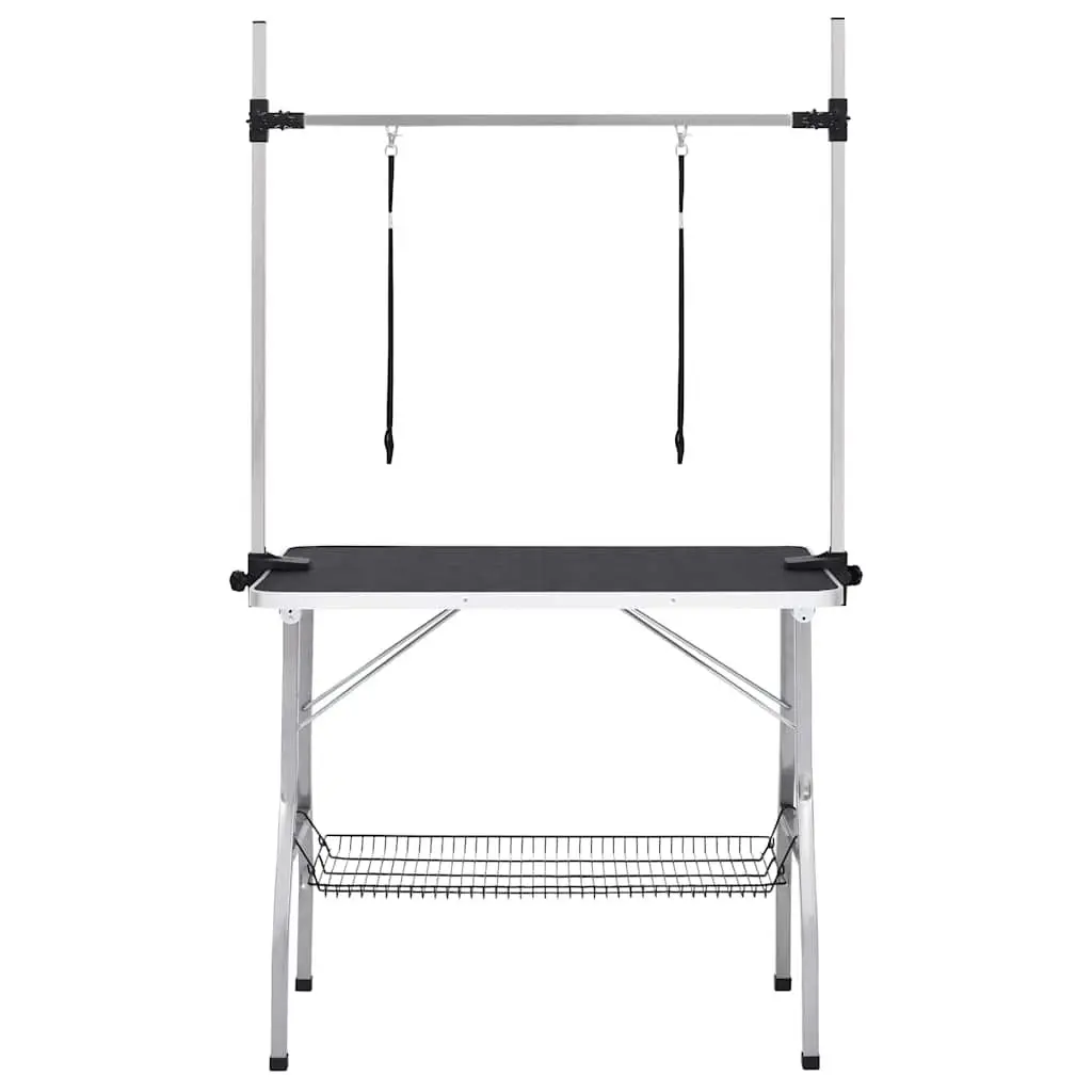 Dog Grooming Table Adjustable Height Foldable Non-Slip Black Tabletop