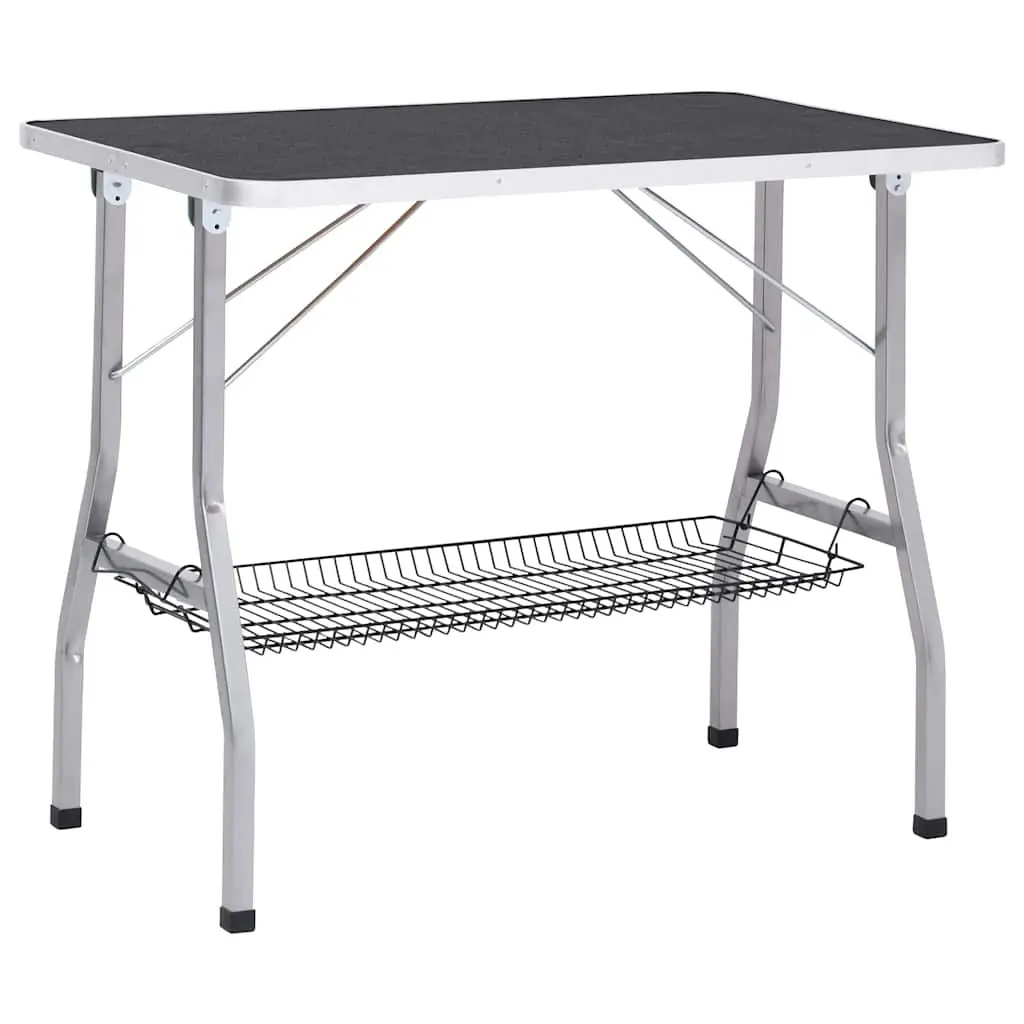 Dog Grooming Table Adjustable Height Foldable Non-Slip Black Tabletop
