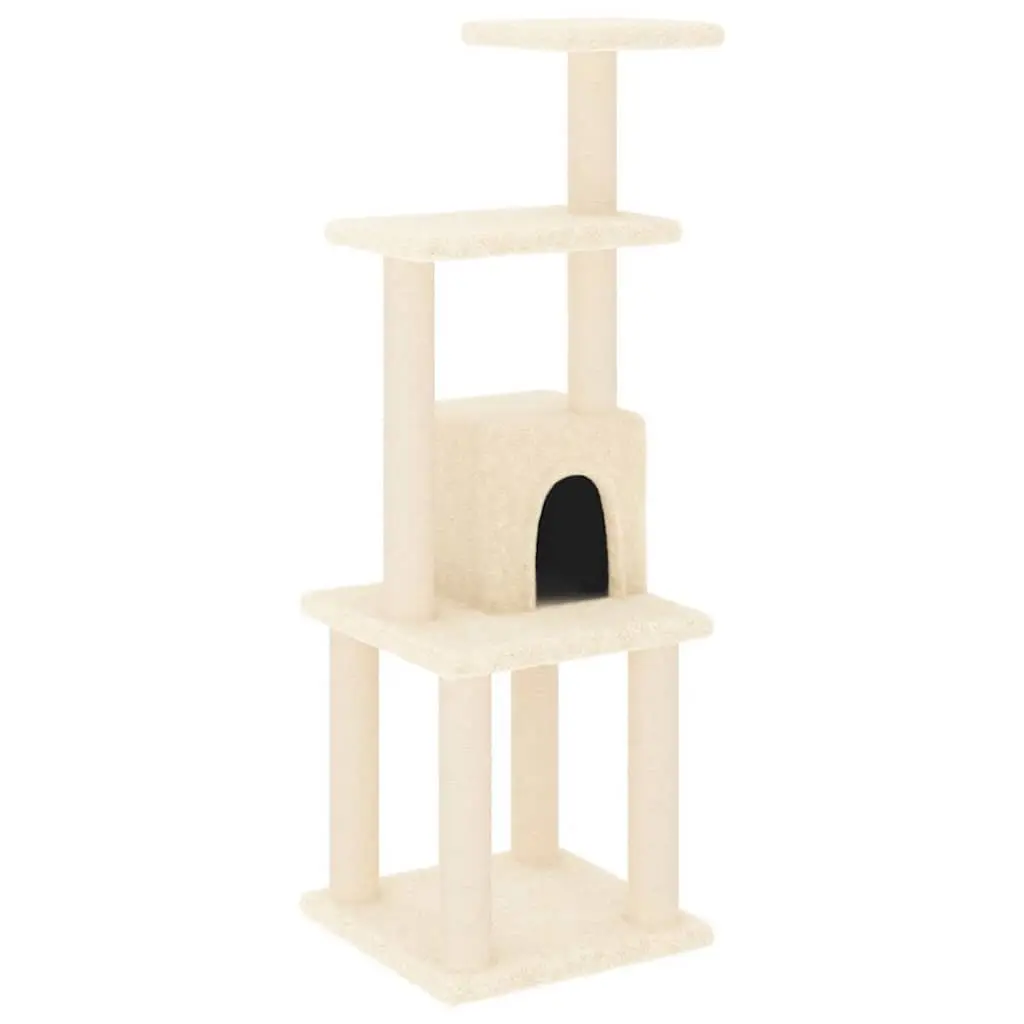 Climbing Cat Activity Centre Multi-Level Cat Tree Cream 105cm