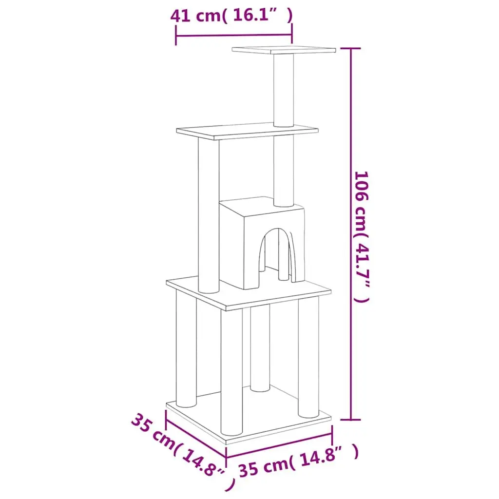 Climbing Cat Activity Centre Multi-Level Cat Tree Cream 105cm