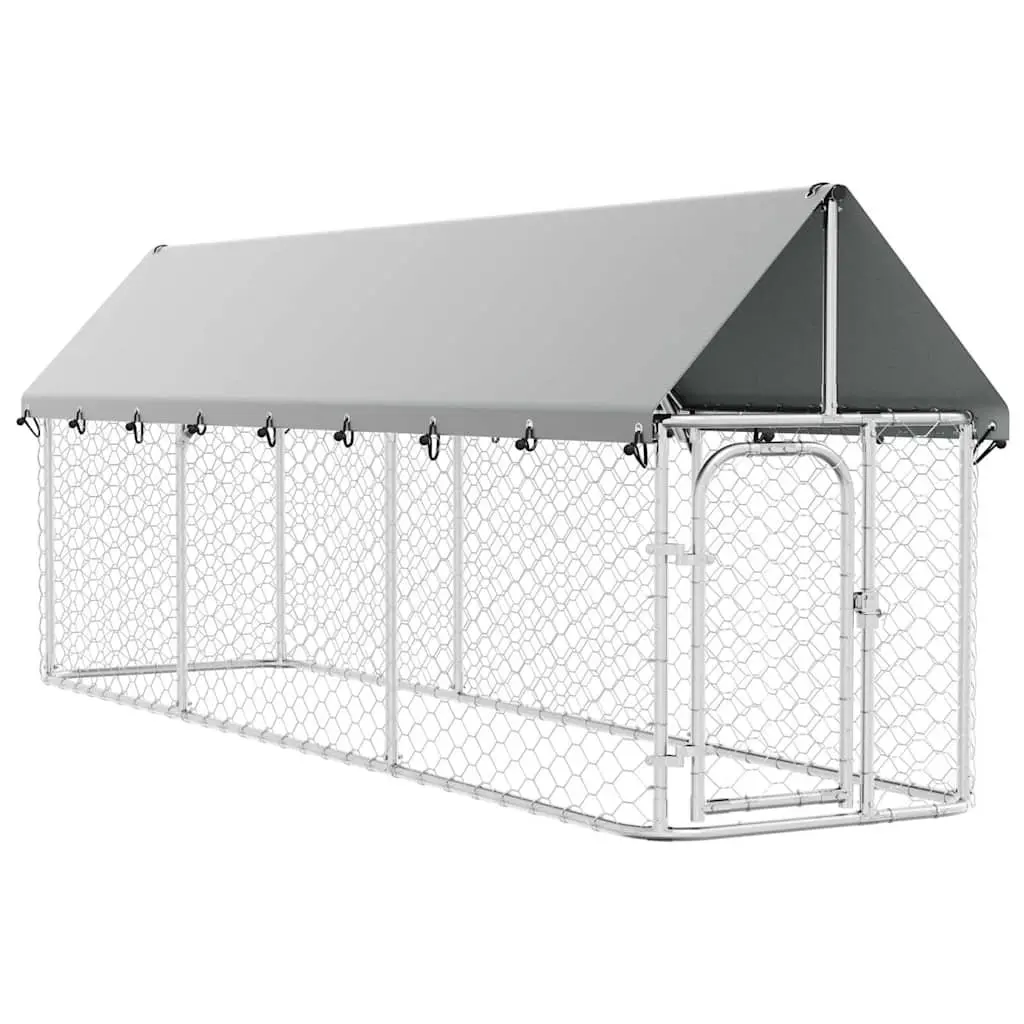 Outdoor Dog Kennel Steel 400x100x150cm Silver Mesh Run Enclosure