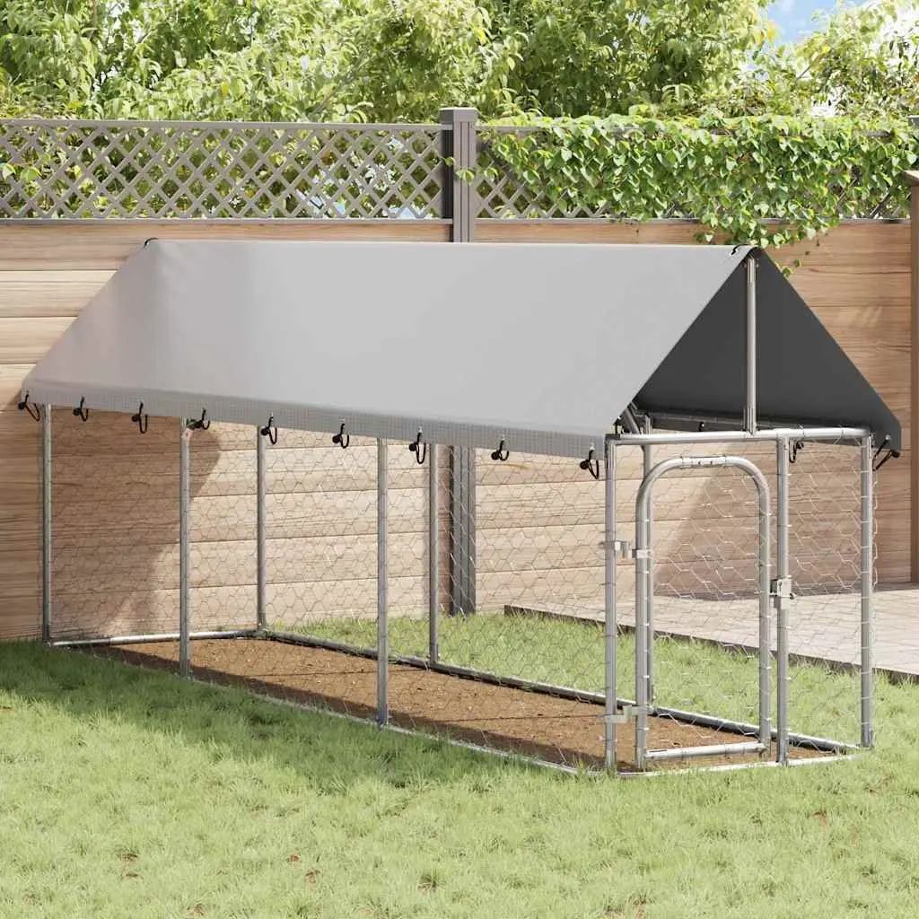 Outdoor Dog Kennel Steel 400x100x150cm Silver Mesh Run Enclosure