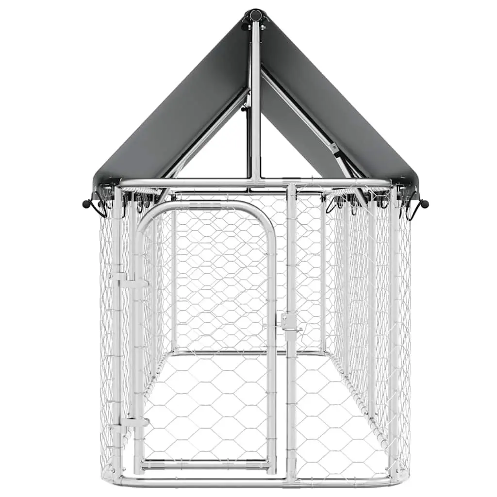 Outdoor Dog Kennel Steel 400x100x150cm Silver Mesh Run Enclosure