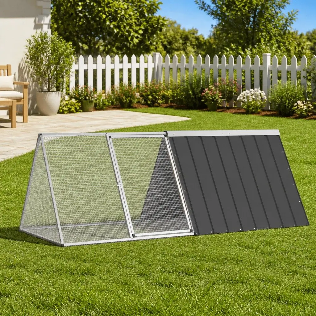 Rabbit Cage Galvanised Steel 201.5 x 80.5 x 71 cm Anthracite Small Animal Enclosure Playpen