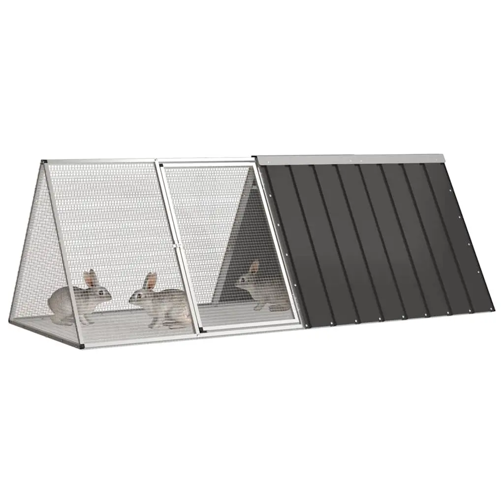 Rabbit Cage Galvanised Steel 201.5 x 80.5 x 71 cm Anthracite Small Animal Enclosure Playpen