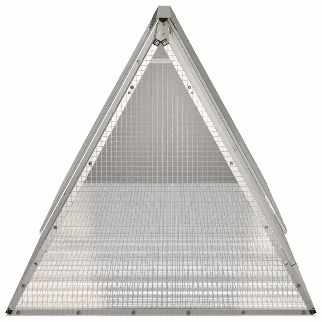 Rabbit Cage Galvanised Steel Outdoor Hutch 201.5 x 80.5 x 71 cm Grey