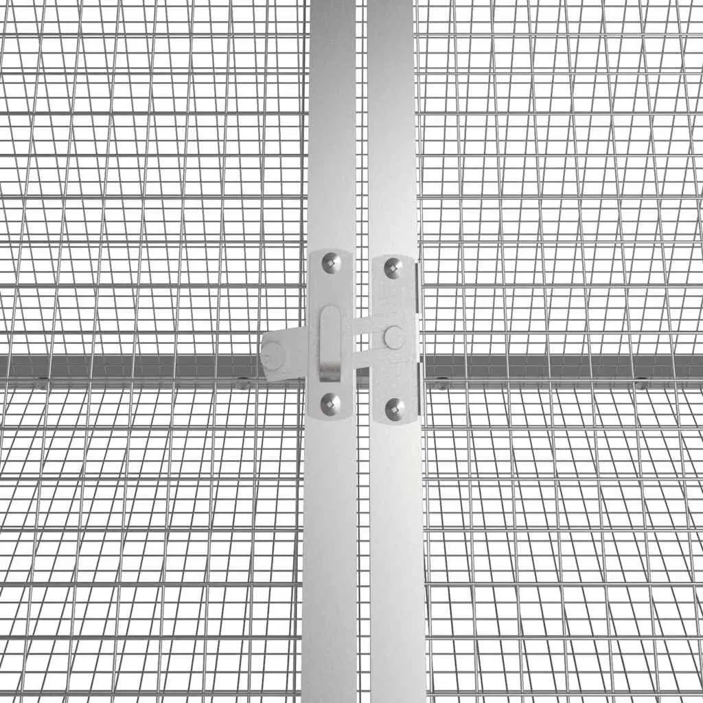 Rabbit Cage Galvanised Steel Outdoor Hutch 201.5 x 80.5 x 71 cm Grey