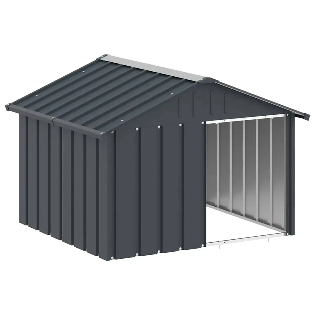 Dog House Anthracite Outdoor Kennel Shelter Galvanised Steel Weather Protection