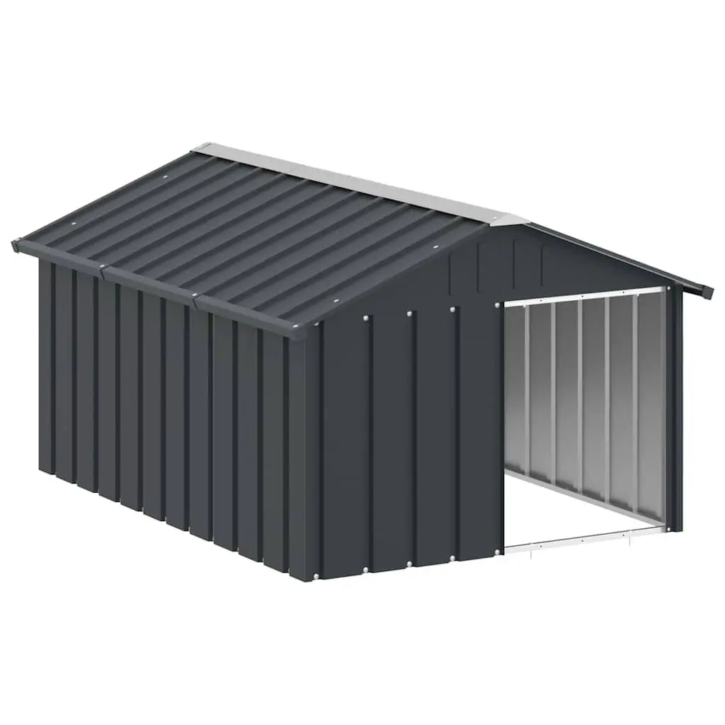 Dog House Anthracite Outdoor Kennel Shelter Galvanised Steel Weather Protection