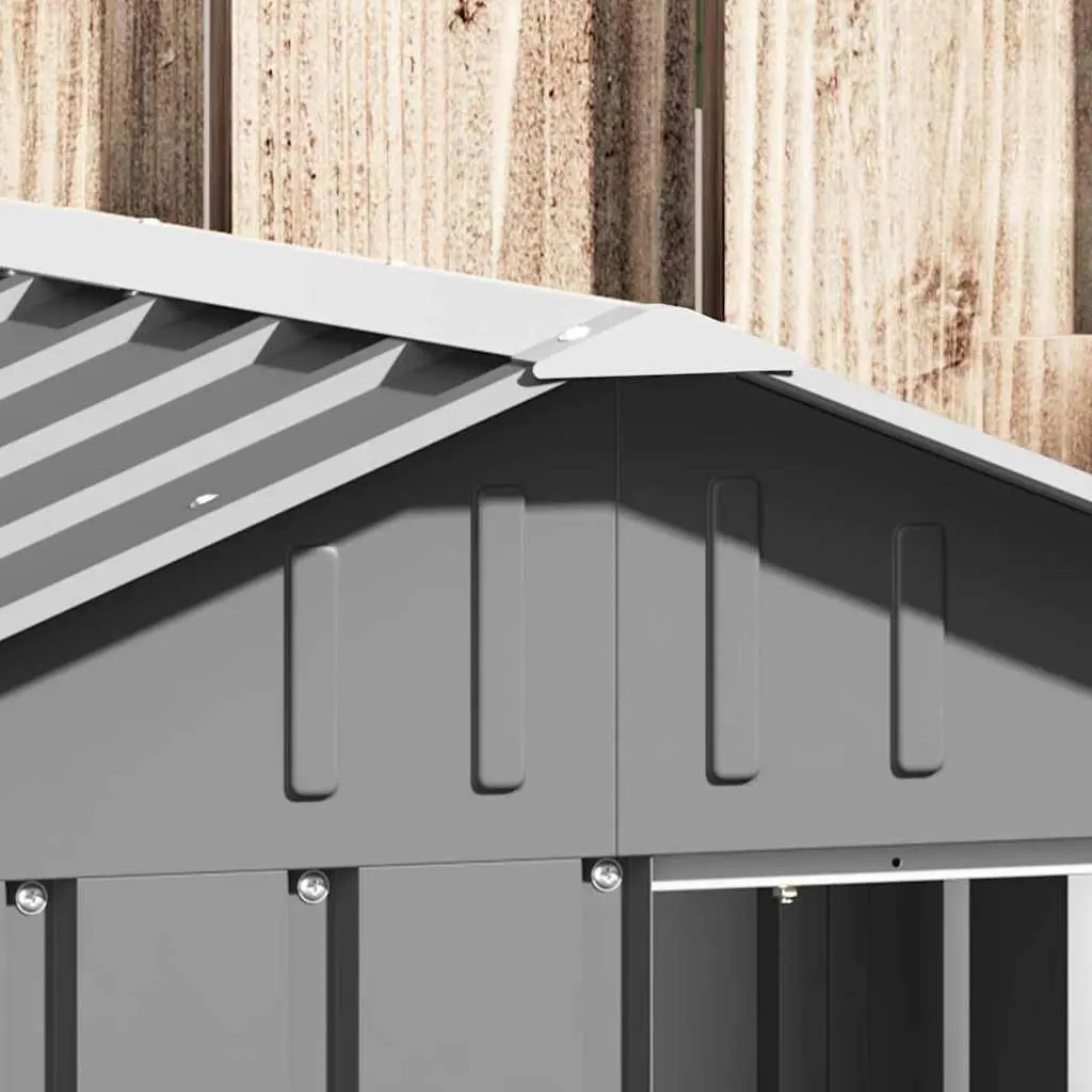 Dog Kennel Galvanised Steel Outdoor Shelter 116.5 x 103 x 81.5 cm Grey