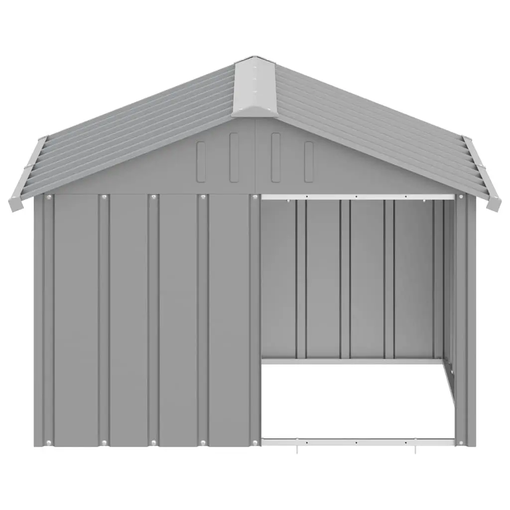 Dog Kennel Galvanised Steel Outdoor Shelter 116.5 x 103 x 81.5 cm Grey