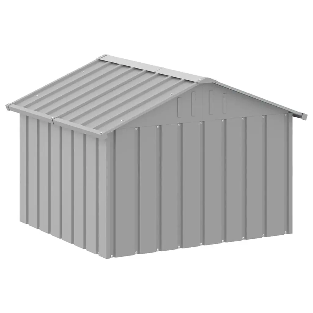 Dog Kennel Galvanised Steel Outdoor Shelter 116.5 x 103 x 81.5 cm Grey