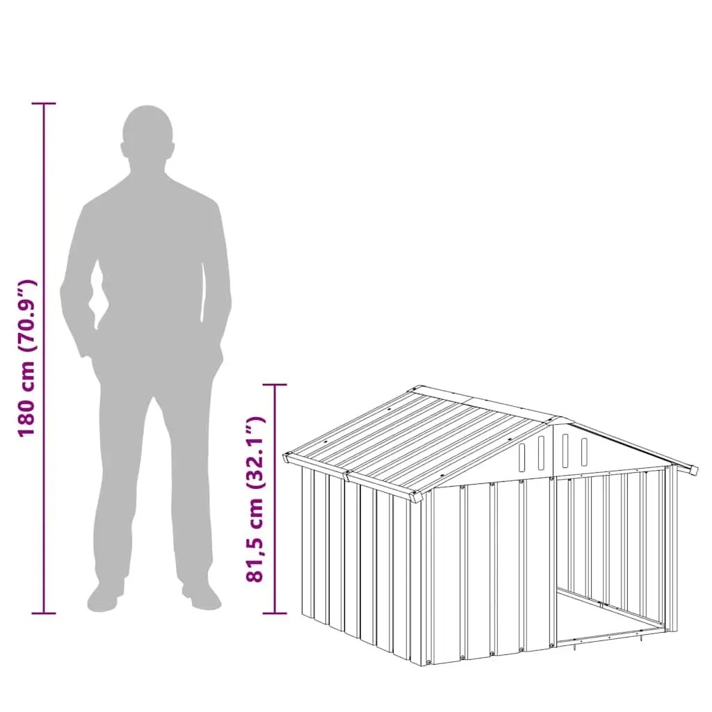 Dog Kennel Galvanised Steel Outdoor Shelter 116.5 x 103 x 81.5 cm Grey