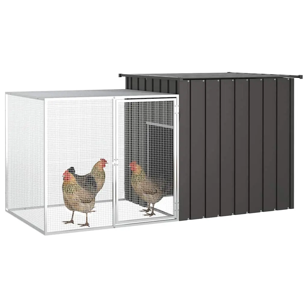 Chicken Coop Outdoor Run House for Hens and Ducks Galvanised Steel Mesh Anthracite 200x91x100cm