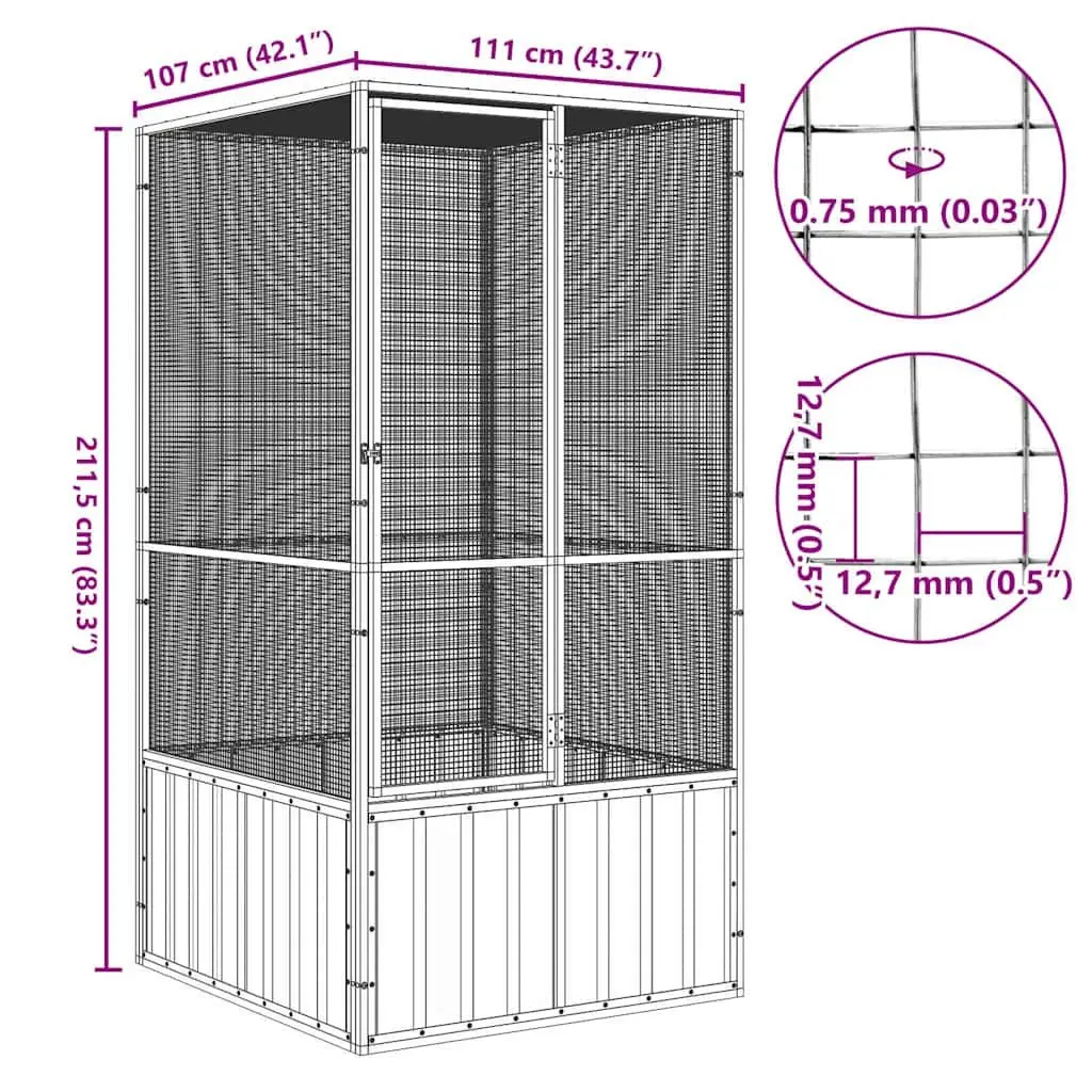 Bird Cage Anthracite Large Aviary Galvanised Steel Frame Mesh Design