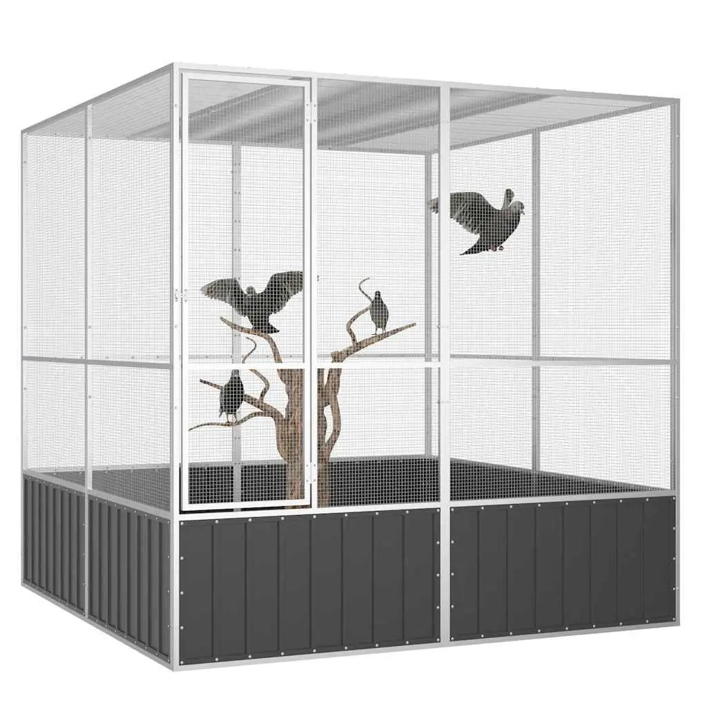 Bird Cage Aviary Large Outdoor Play Exercise Galvanised Steel Anthracite 213.5cm