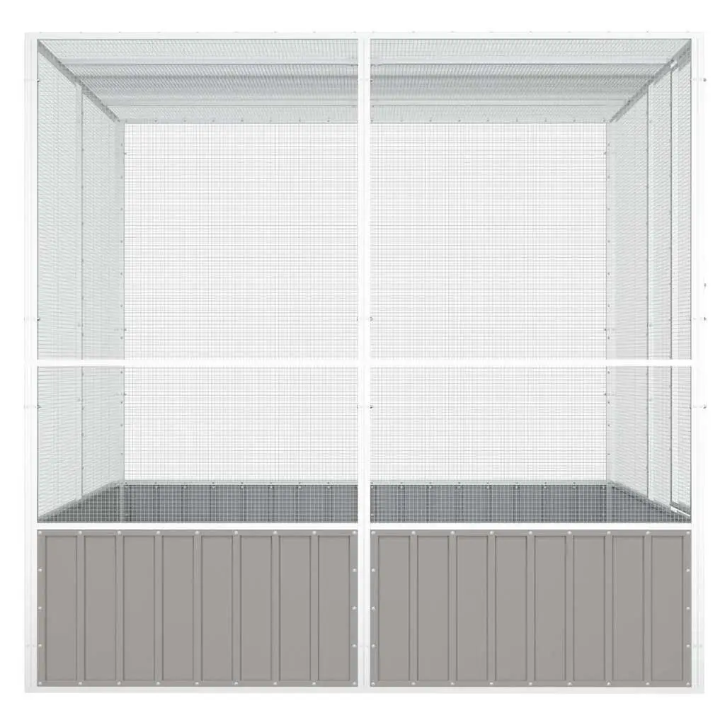 Large Grey Aviary Galvanised Steel Bird Cage Indoor Outdoor Pet Play