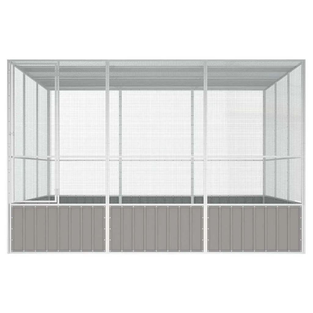 Large Aviary Outdoor Grey Galvanised Steel Bird Cage for Exercise and Play